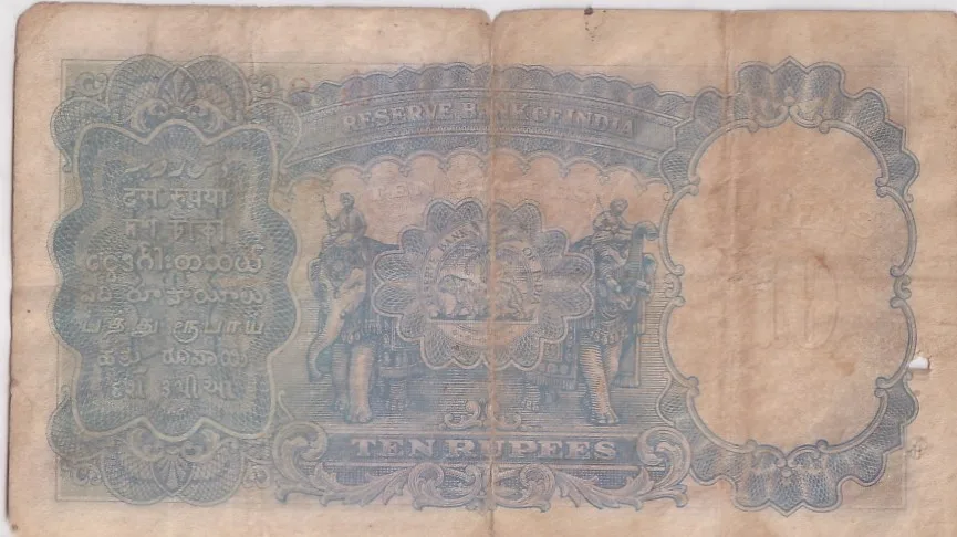 British India 10 Rupees J B Taylor Sign 1938 Old Note Rare #14