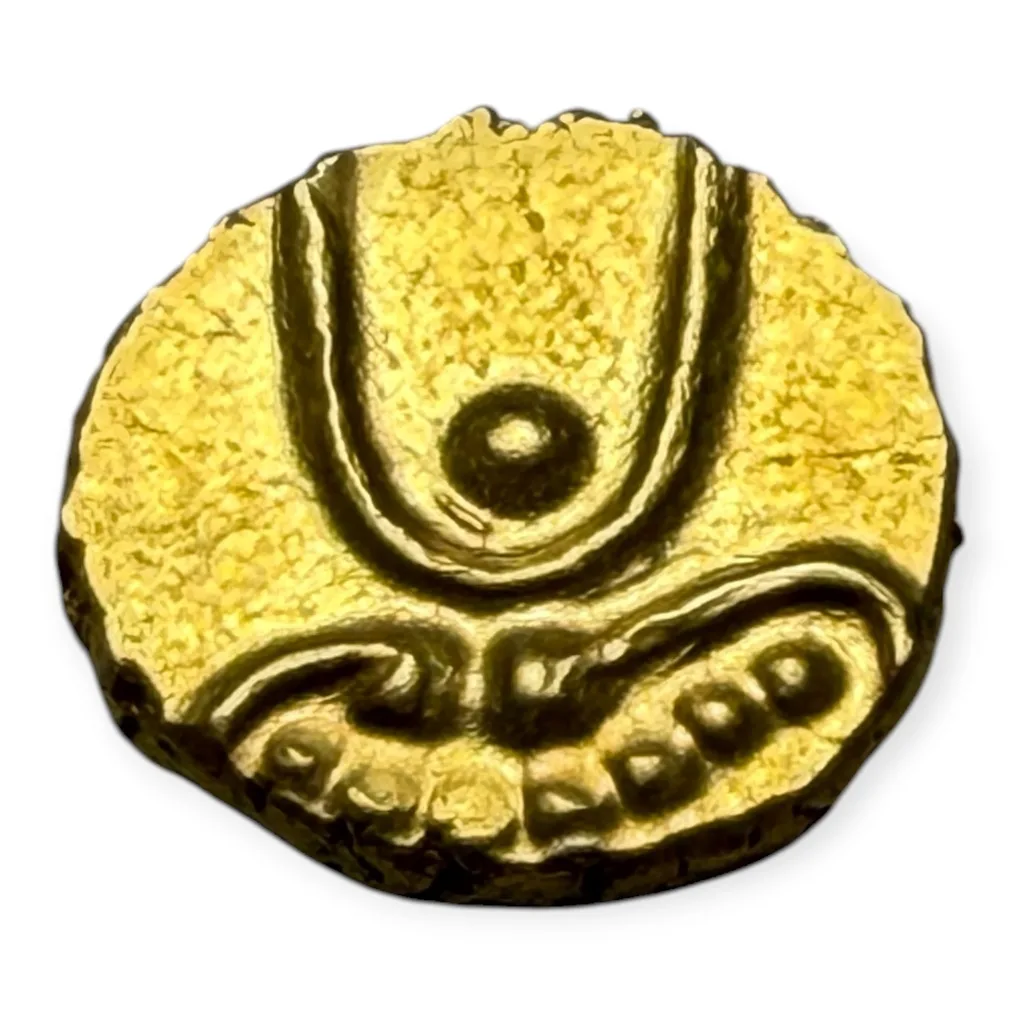 Viraraya Fanam Tamil Nadu Ganesh Motif Mysore Gold Fanam Issue Very Unique and Rare Gold Issue