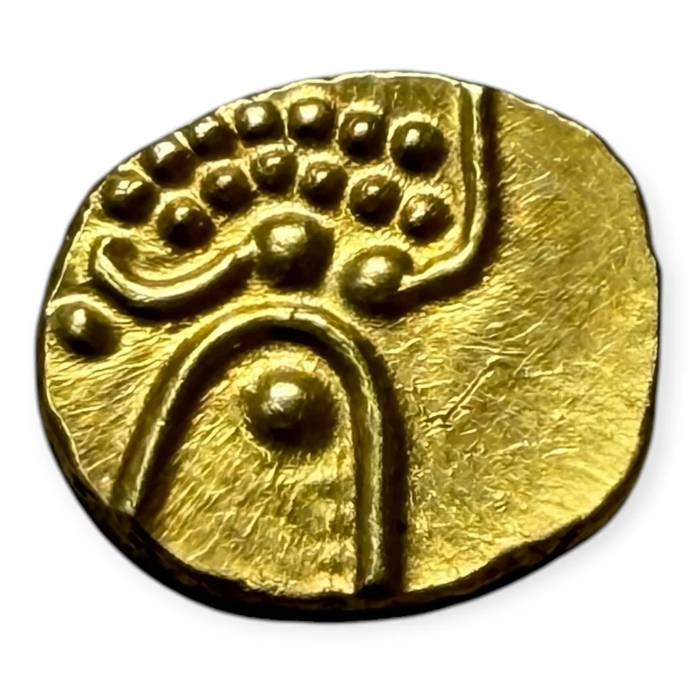Viraraya Fanam Tamil Nadu Ganesh Motif Mysore Gold Fanam Issue Very Unique and Rare Gold Issue