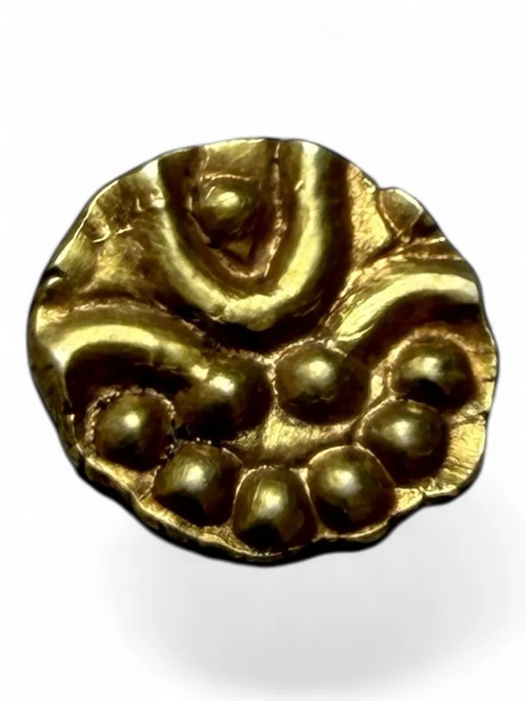 Viraraya Fanam Tamil Nadu Ganesh Motif Mysore Gold Fanam Issue Very Unique and Rare Gold Issue