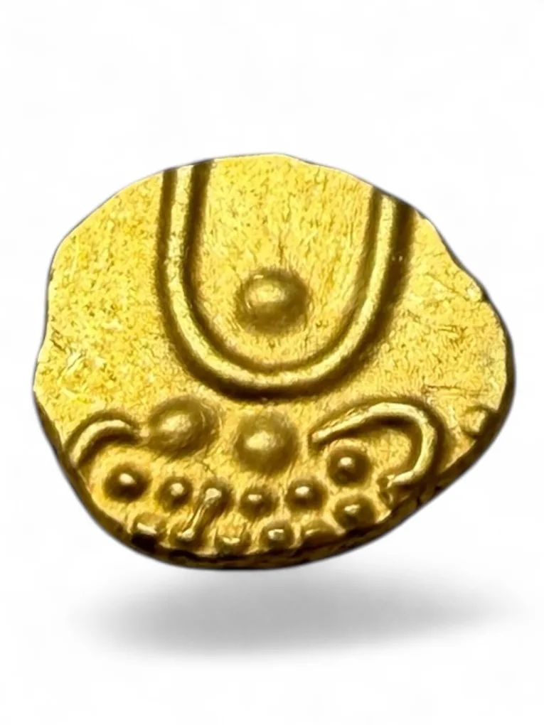 Viraraya Fanam Tamil Nadu Ganesh Motif Mysore Gold Fanam Issue Very Unique and Rare Gold Issue