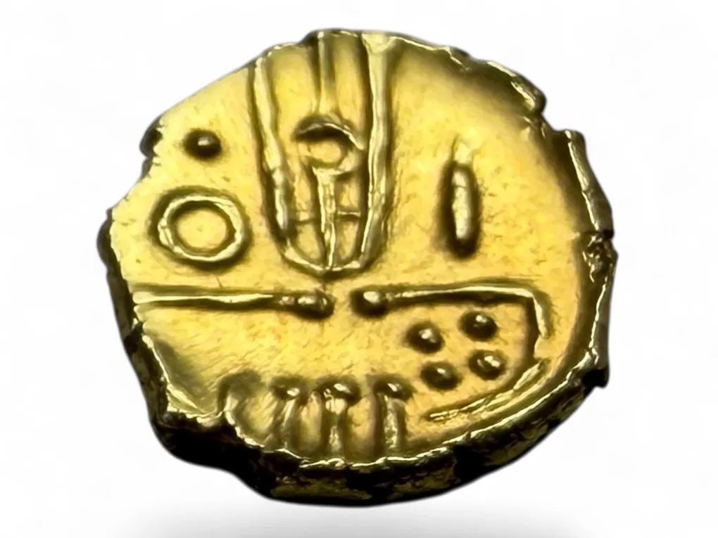 Viraraya Fanam Tamil Nadu Ganesh Motif Mysore Gold Fanam Issue Very Unique and Rare Gold Issue