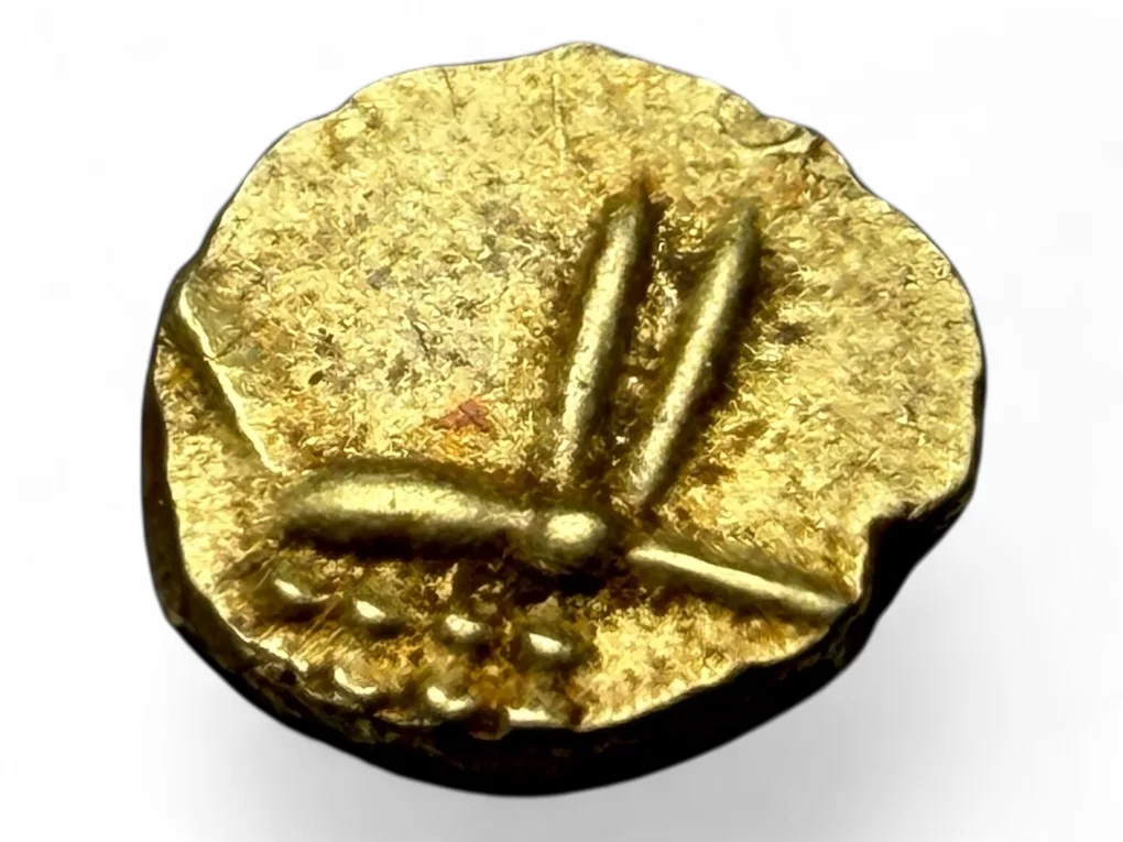 Viraraya Fanam Tamil Nadu Ganesh Motif Mysore Gold Fanam Issue Very Unique and Rare Gold Issue