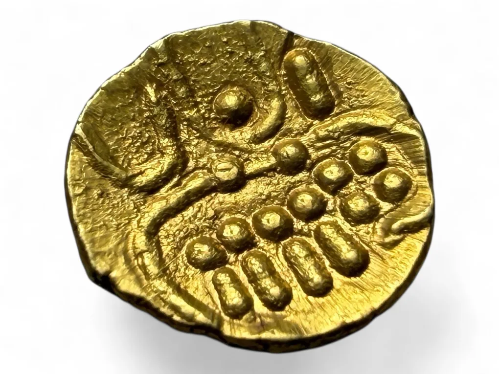Viraraya Fanam Tamil Nadu Ganesh Motif Mysore Gold Fanam Issue Very Unique and Rare Gold Issue