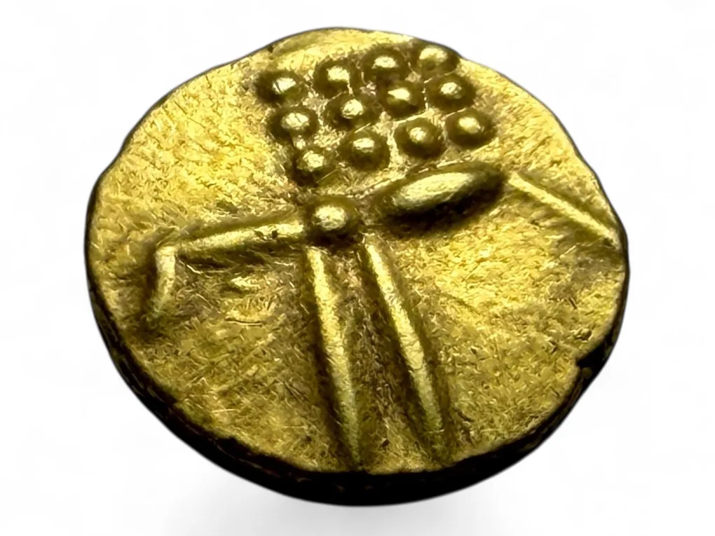 Viraraya Fanam Tamil Nadu Ganesh Motif Mysore Gold Fanam Issue Very Unique and Rare Gold Issue