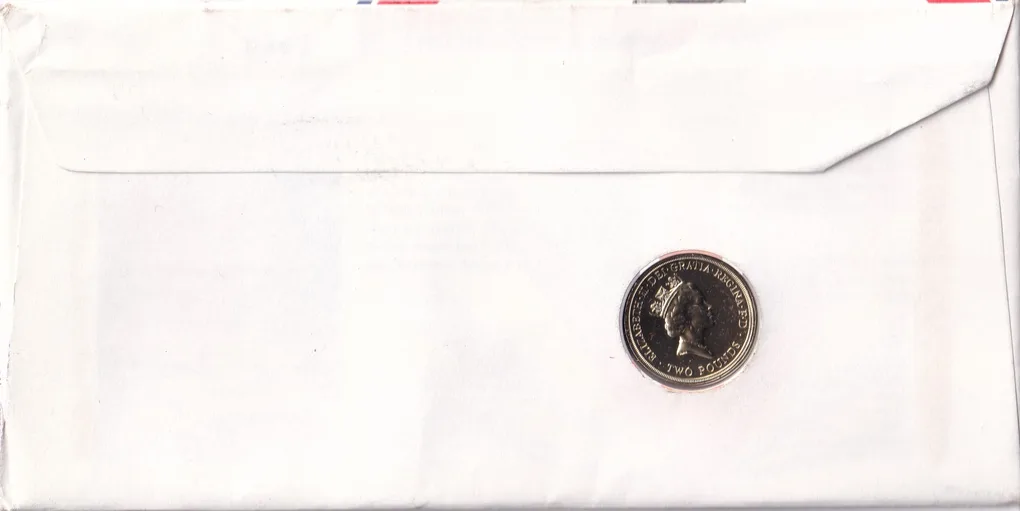 United Kingdom 2 Pounds 1995 - Elizabeth II ; World War II Rare Coin ( First Day Cover with Stamp )