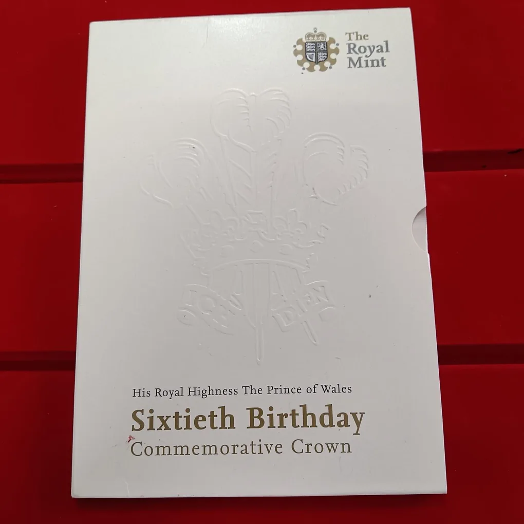 Extremely Rare Item His Royal Highness The Prince of Wales Sixtieth Birthday Commarative Crown Proof Coin 5 Pounds Year 2008 Issued The Royal Mint
