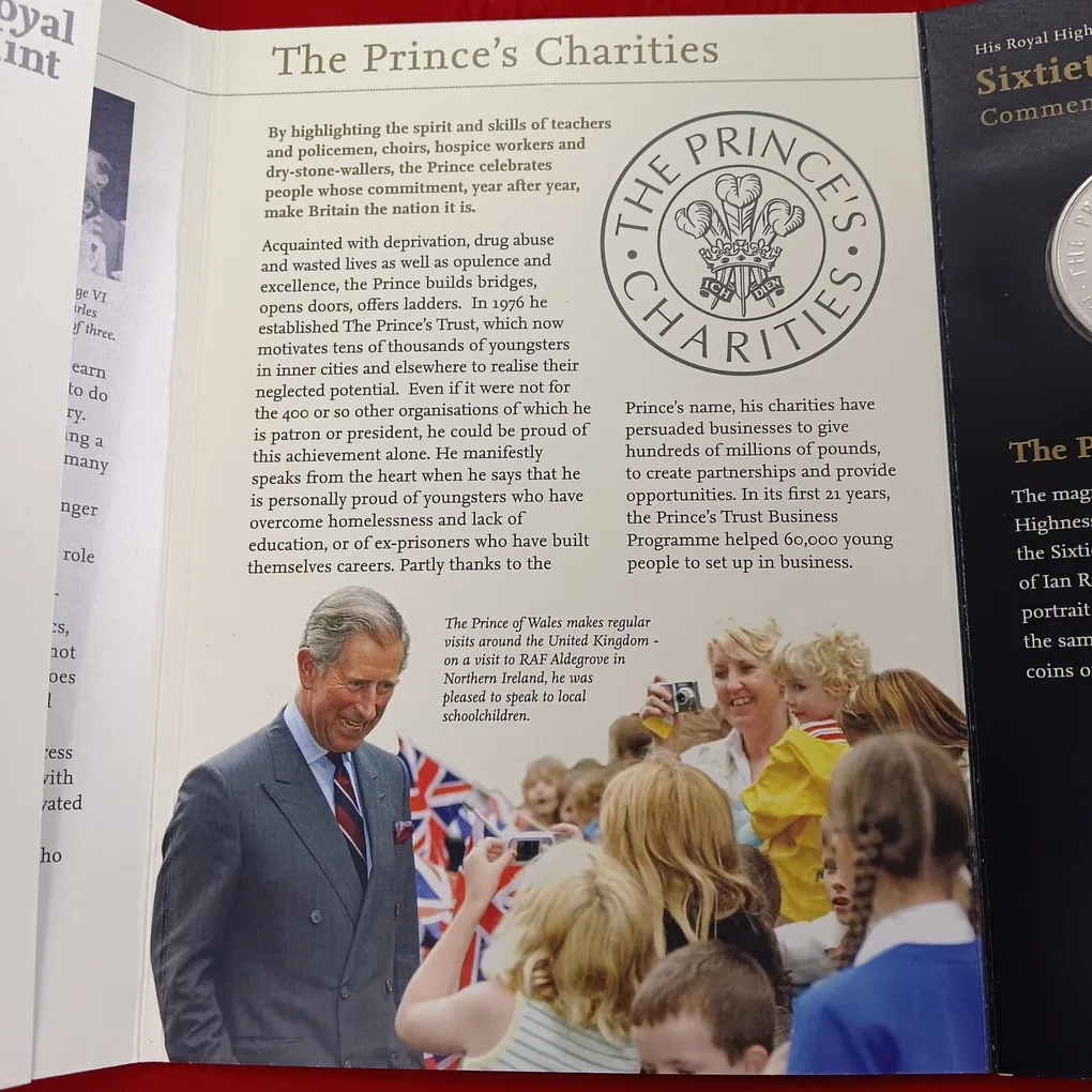 Extremely Rare Item His Royal Highness The Prince of Wales Sixtieth Birthday Commarative Crown Proof Coin 5 Pounds Year 2008 Issued The Royal Mint