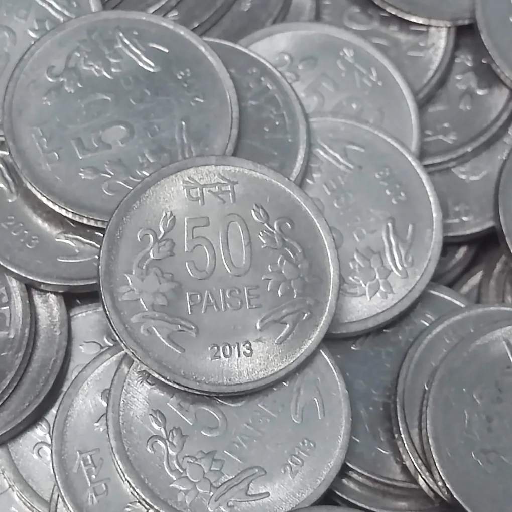50 PAISE YEAR 1913 CALCUTTA MINT GEM UNC CONDITION -100 PIECE LOT PRICE