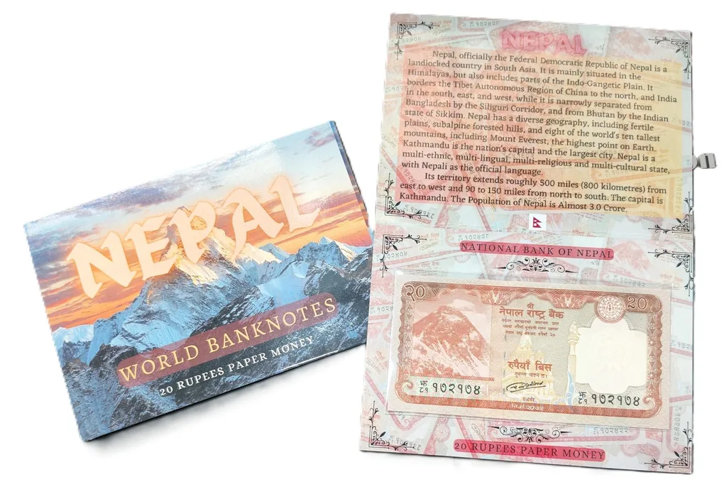 Nepal 20 Rupees UNC Note with Beautiful Folder