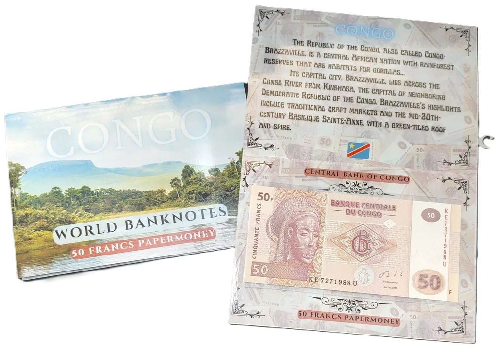 Congo 50 Francs UNC Note with Beautiful Folder