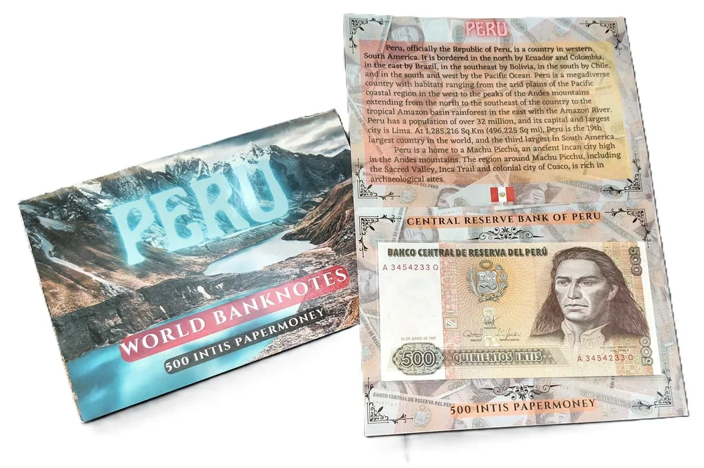 Peru 500 Intis UNC Note with Beautiful Folder
