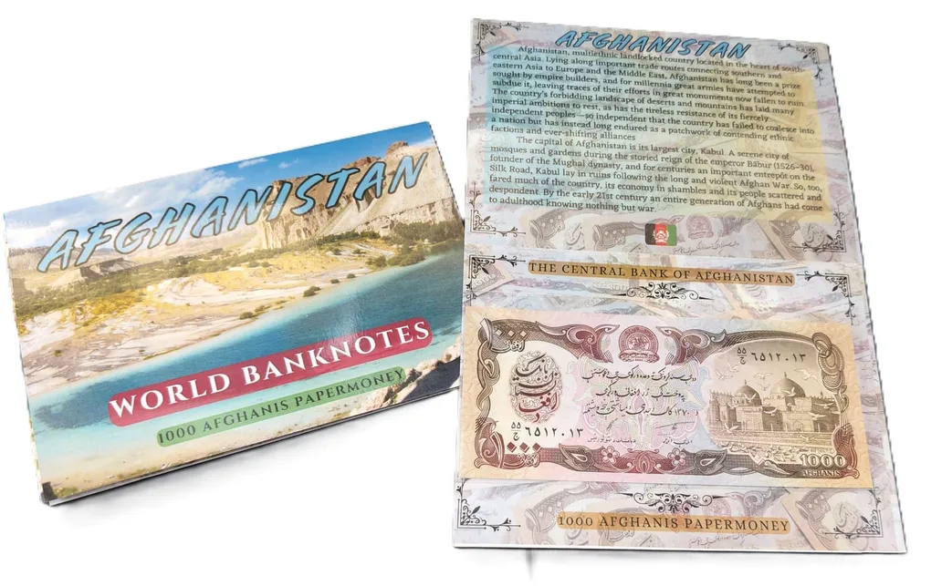 Afghanistan 1000 Afganis UNC Note with Beautiful Folder