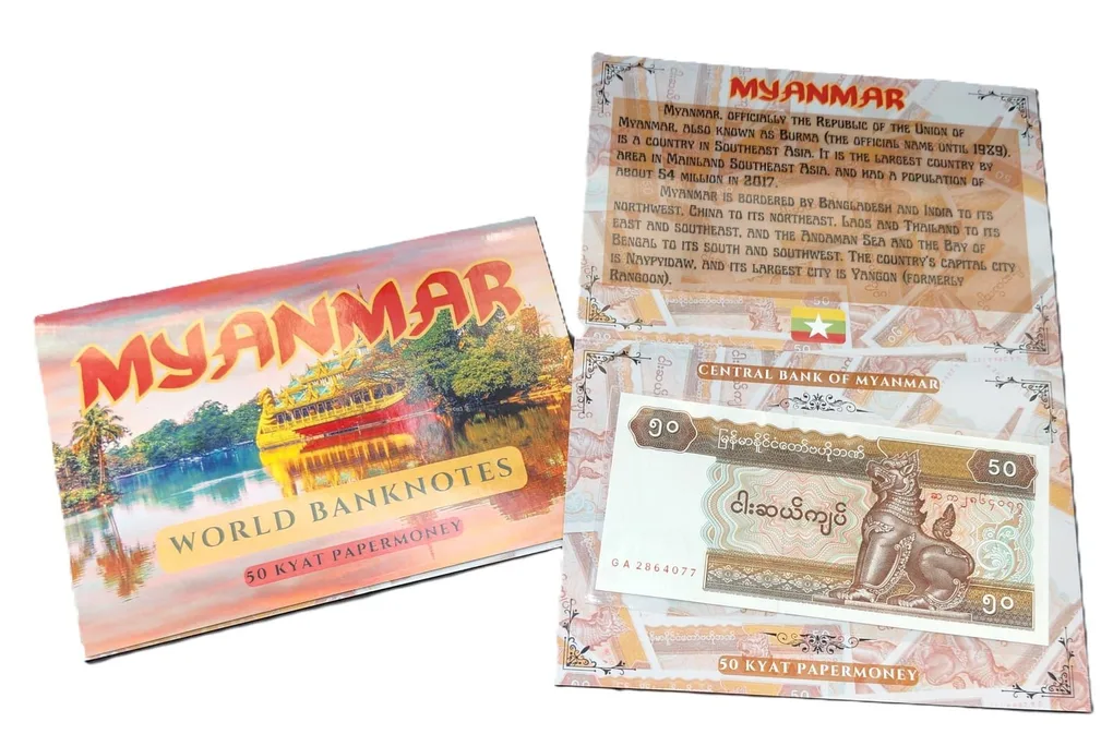 Myanmar 50 KYAT UNC Note with Beautiful Folder