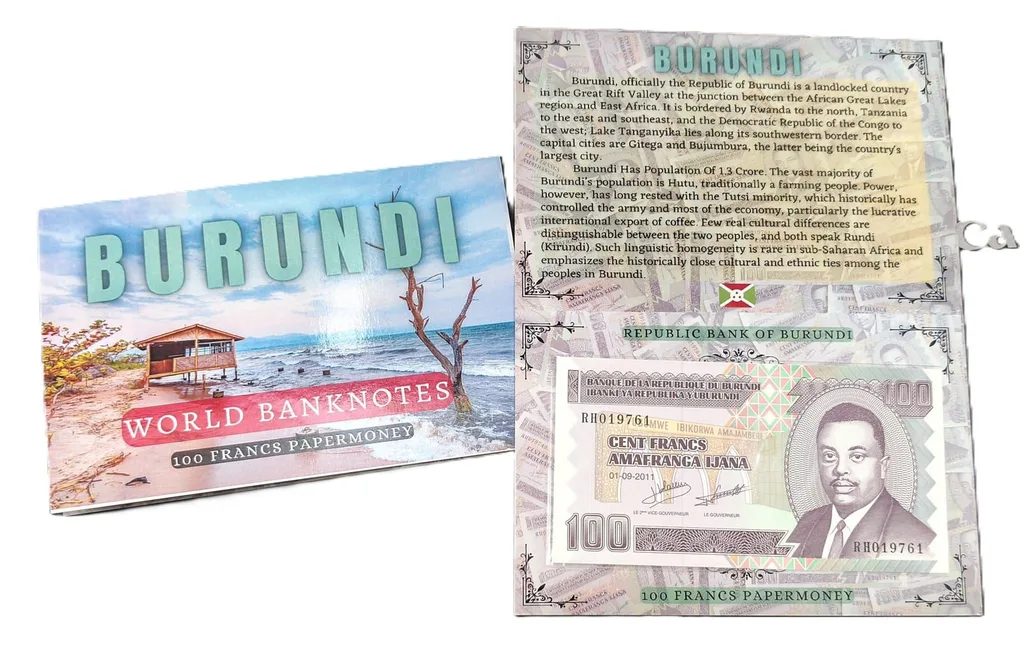 Burundi 100 Francs UNC Note with Beautiful Folder