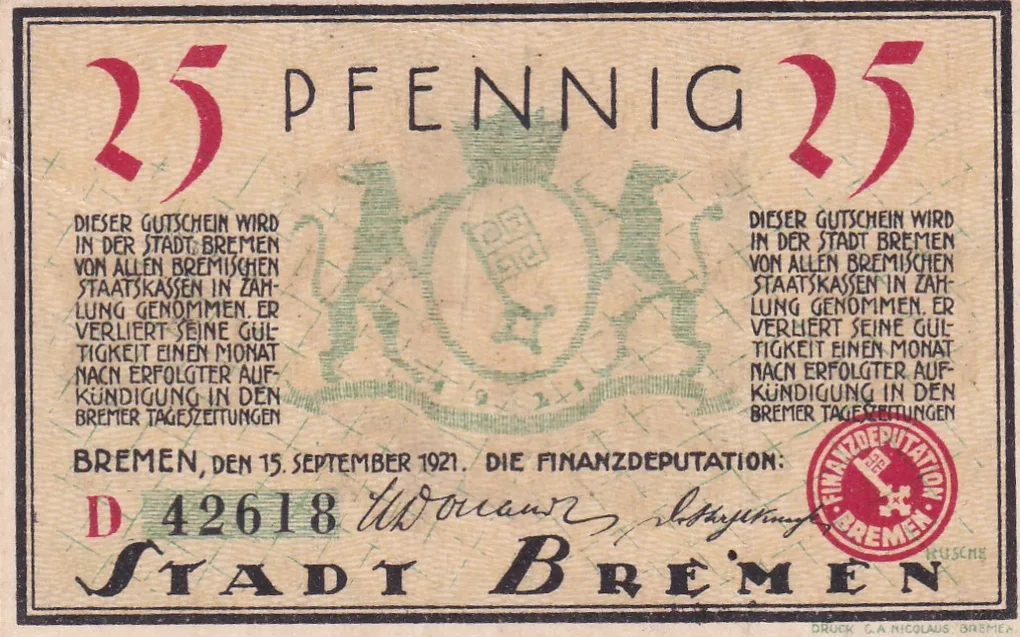 Germany, 25 Pfennigs (1921) series Rare Note Lowest Price