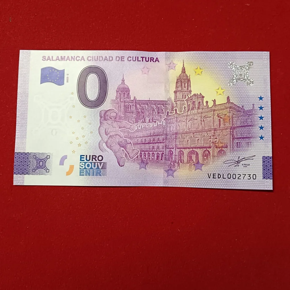 Rare Rare 0 Euro Souvenir Banknote from Spain featuring "Salamanca Ciudad de Cultura" (Salamanca City of Culture)