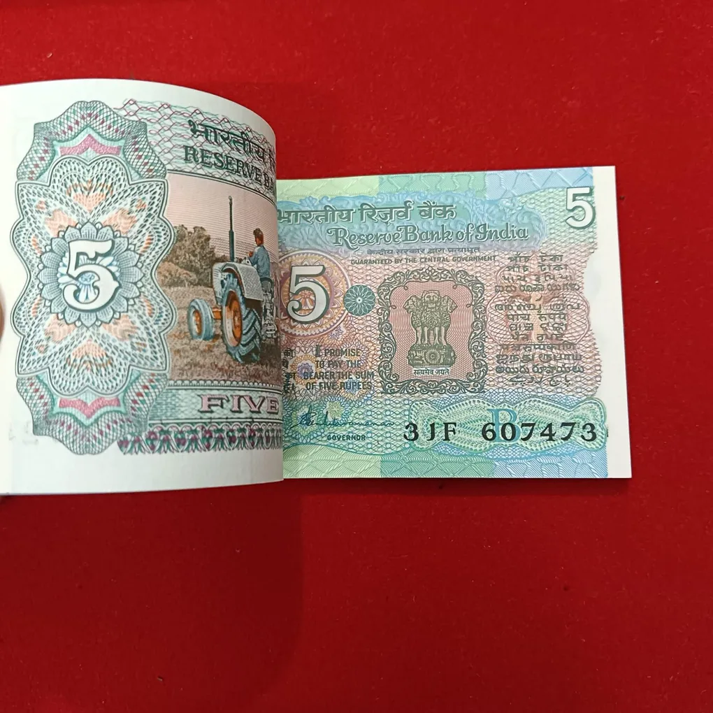 Five Rs Rare Tractor Full Serial Bundle Governor S.Venketraman Unc Condition Reserve Bank of India 607401