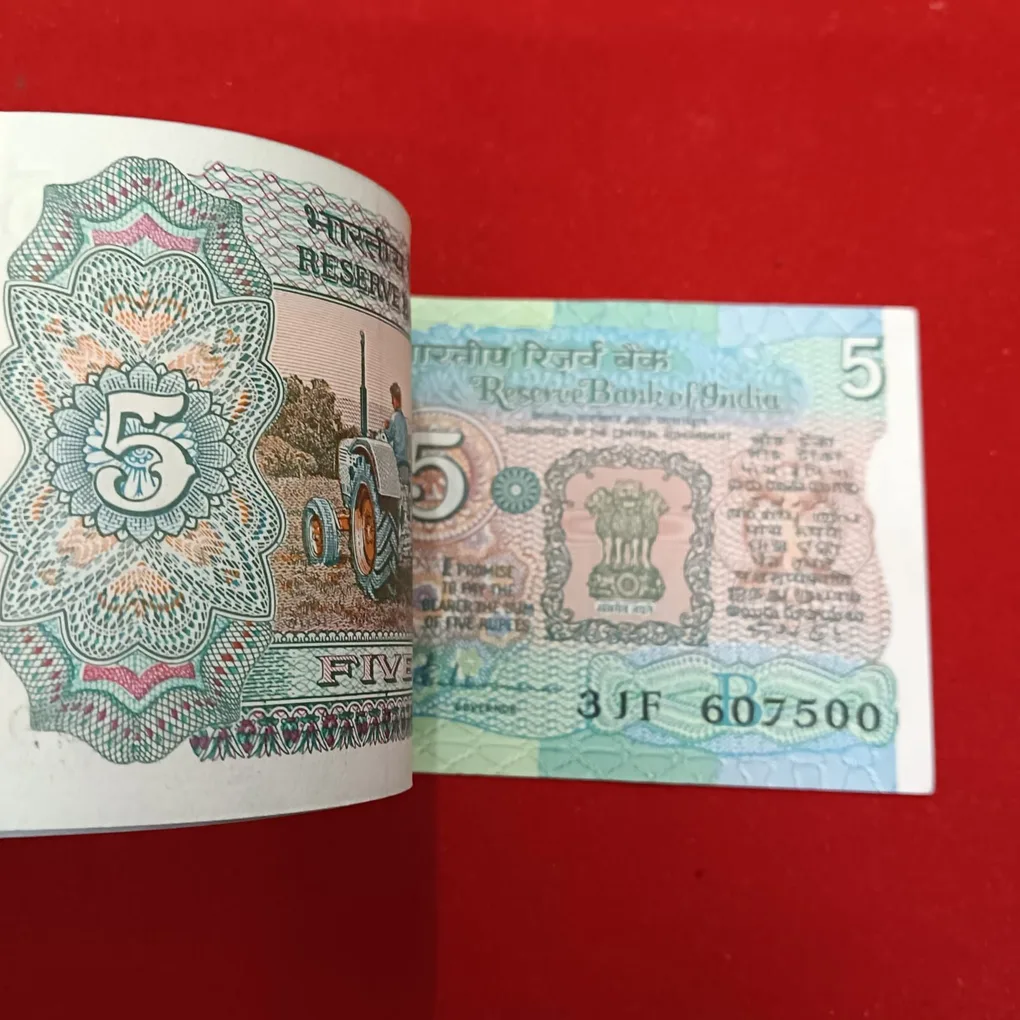 Five Rs Rare Tractor Full Serial Bundle Governor S.Venketraman Unc Condition Reserve Bank of India 607401