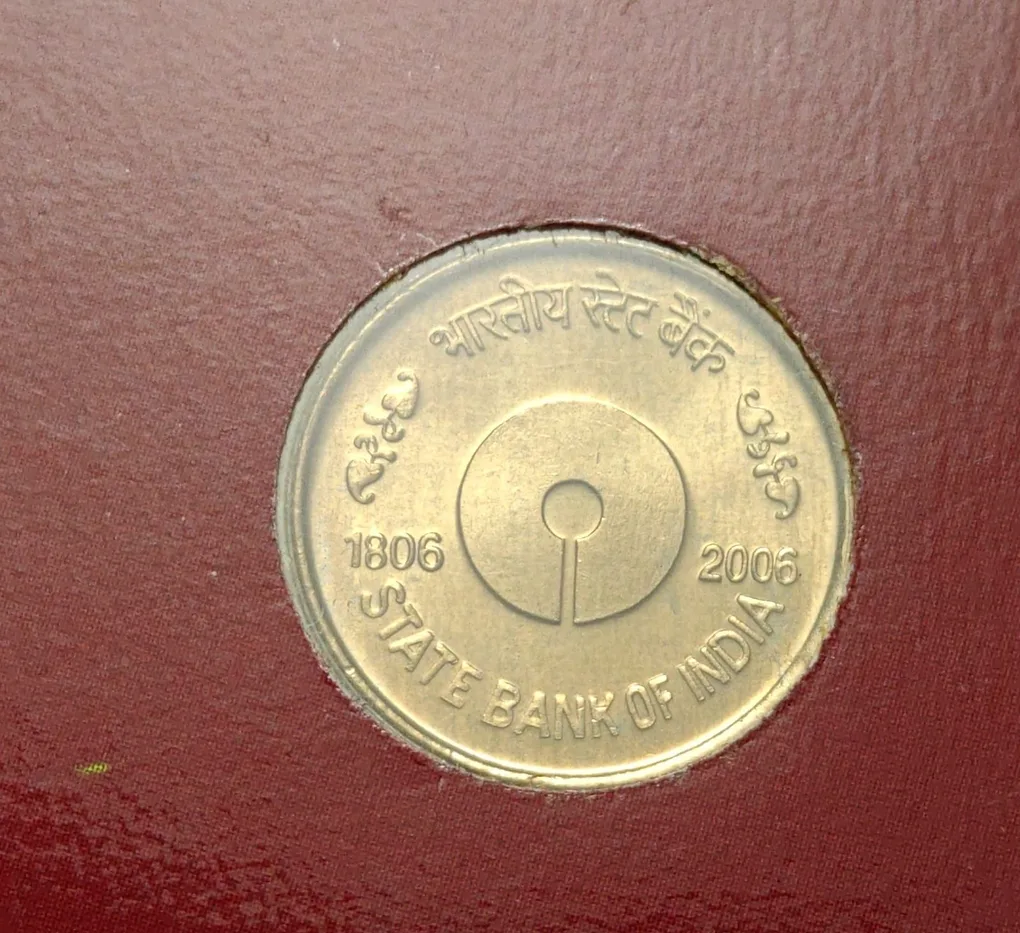 5 Rs State Bank Of India Copper Nickel Coin Unc Rare