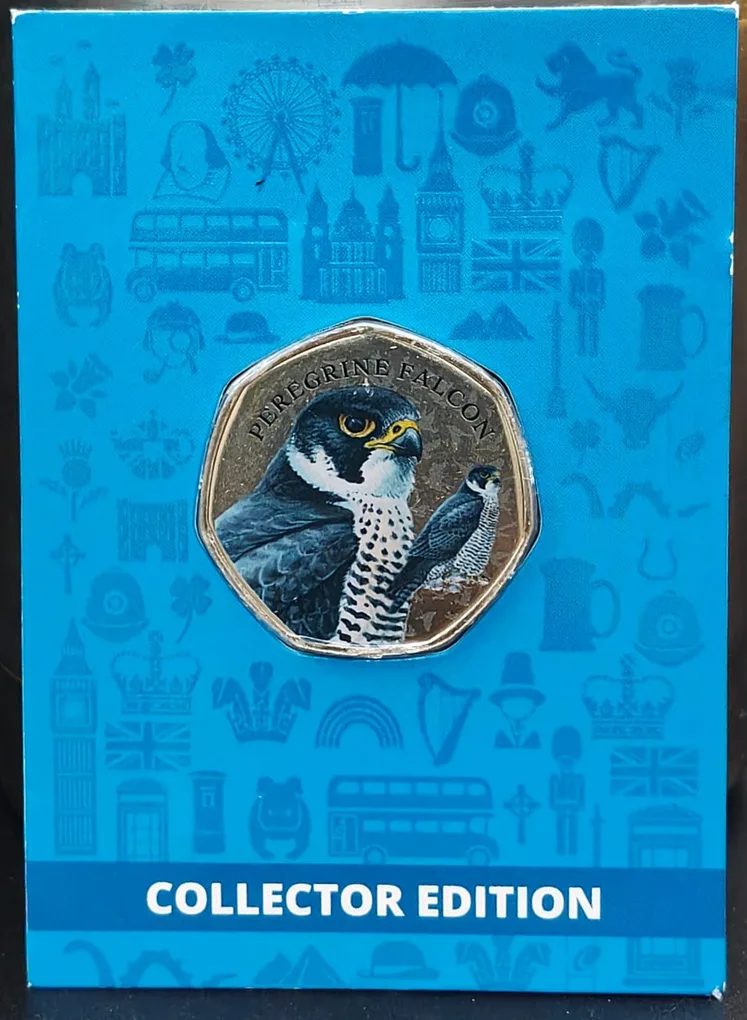 Great British Birds Peregrine Falcon In Shape of 50p By Westminster Commemorative Collector Edition Coin