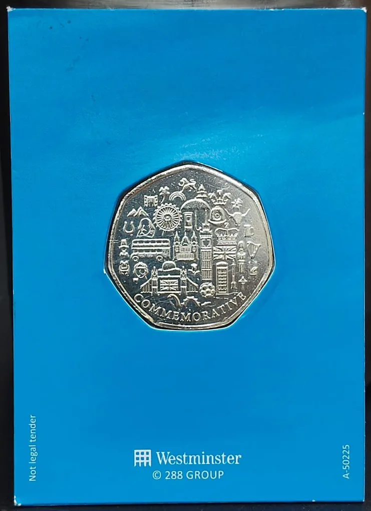 Collector Edition Coloured Cheffinch 50 Pence Shaped Commemorative Coin Card