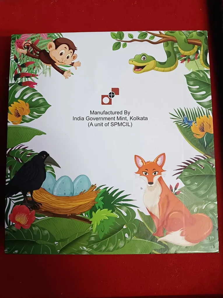 Ex Rare Panchatantra Souvenir Color Proof Coin featuring "The Crow and The Snake" story issued in 2022 Year Issued Indian Government Texal Kolkata Mint