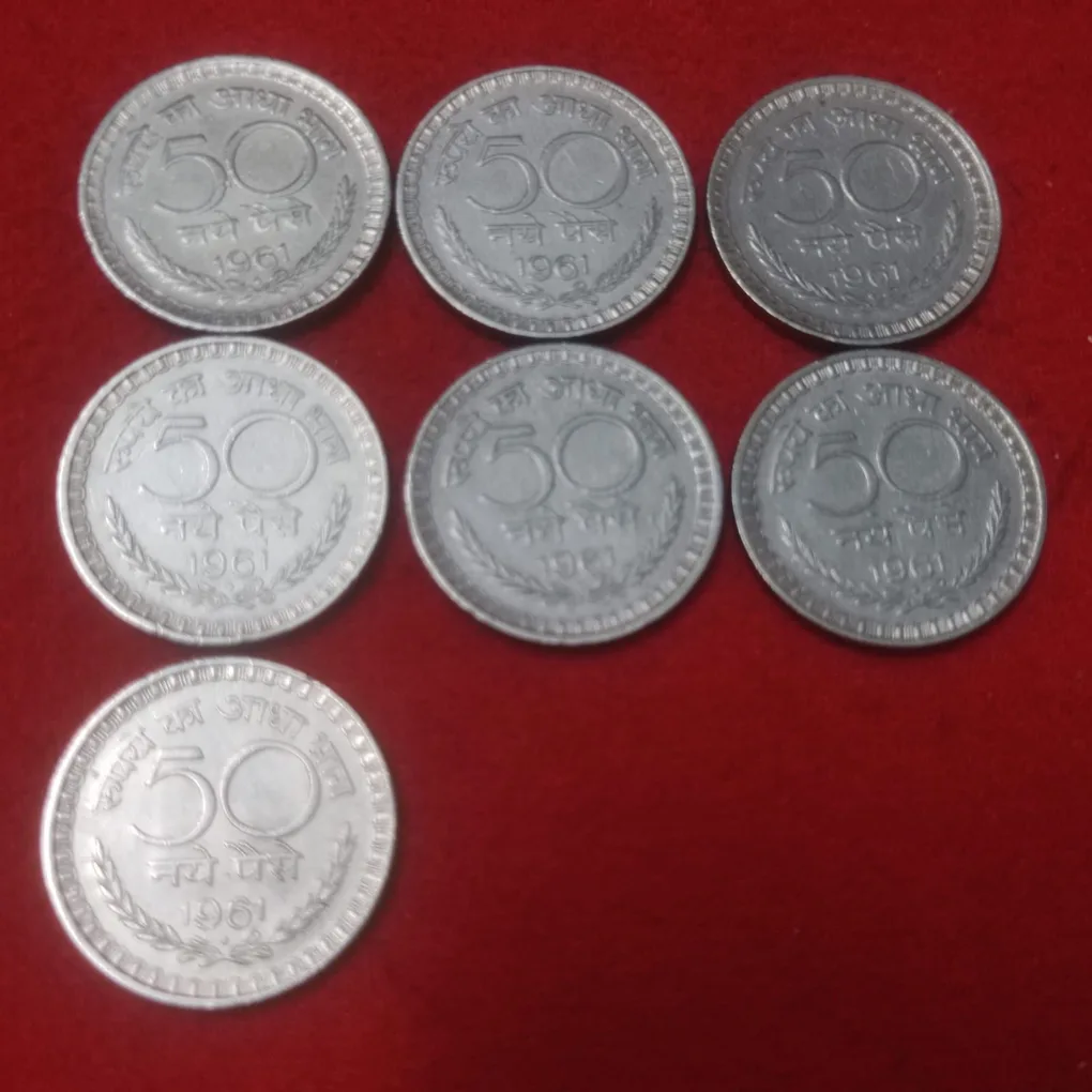 50 NAYE PAISE YEAE 1961 LOT OF 7 COIN (6 PC BOMBAY +1PC CALCUTTA) ALL COIN GOOD CONDITION LOT PRICE