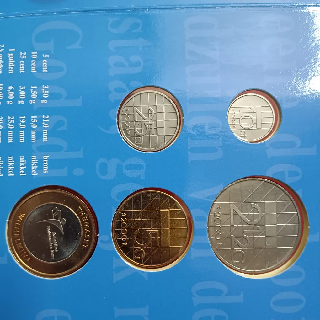 Royal Dutch Mint Holland Coin Fair 2000 commemorative set themed "Een nieuwe vorst, een nieuwe munt" ("A new monarch, a new coin") featuring Queen Wilhelmina Issued Royal Dutch Nederland Mint