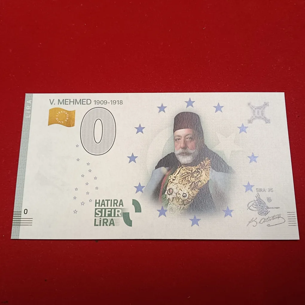 Europe 0 Hatira Sifir Lira Turkey V Mehmed Sira 35 1909-1918 Issue Rare Limited and Gem UNC Condition