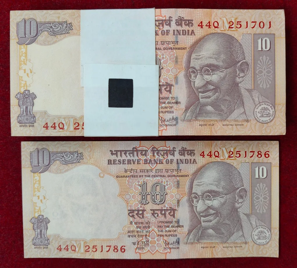 10 RUPEES GOVERNOR Y.B REDDY (M INSERT 2008) RARE GEM UNC SERIAL PACKET WITH FANCY NUMBER ENDING 786