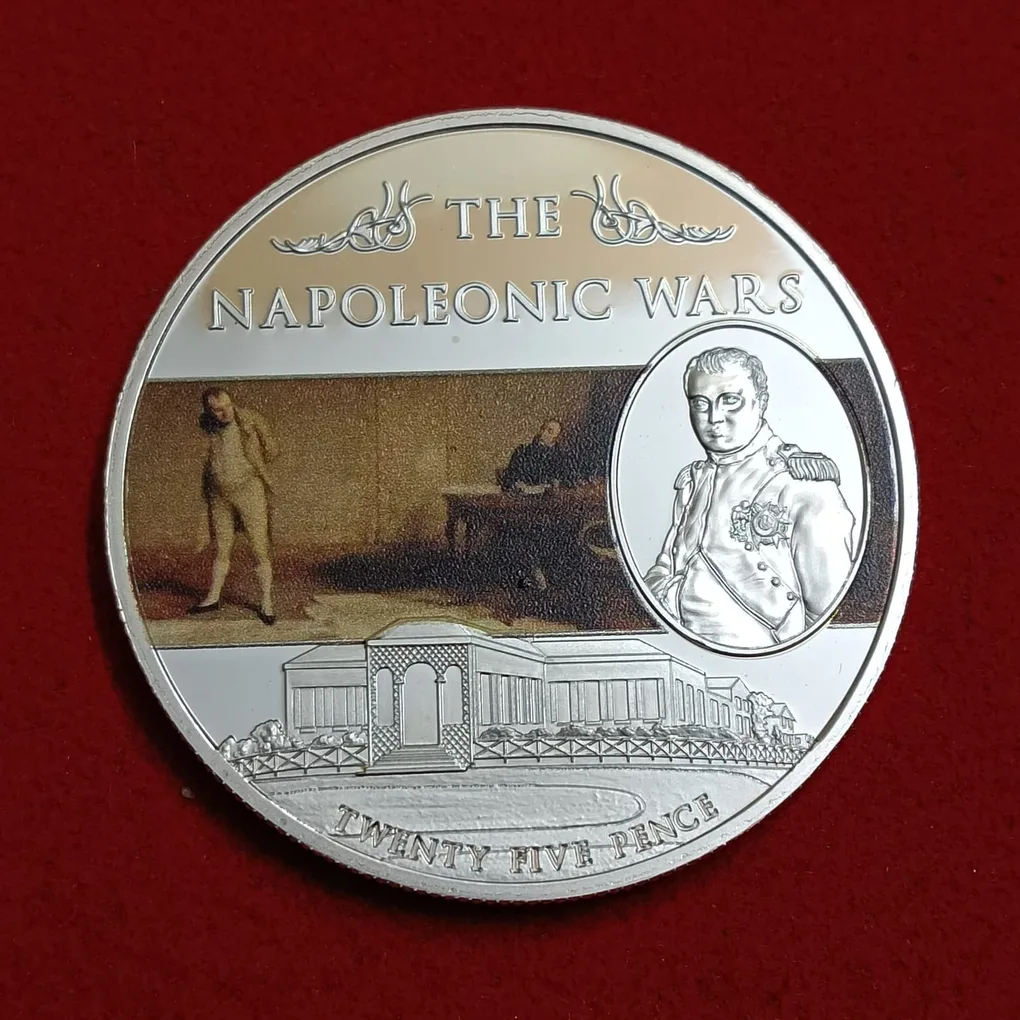 Rare Rare Queen Elizabeth Year 2013 Saint Helena 25 Pence Commemorative Proof Coin "The Napoleonic Wars" series silver-plated Saint Helena British Overseas Territory