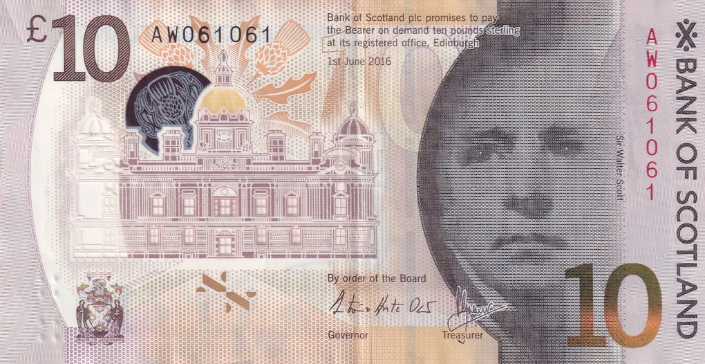 Scotland 10 Pounds Bank of Scotland Rare Note #B2