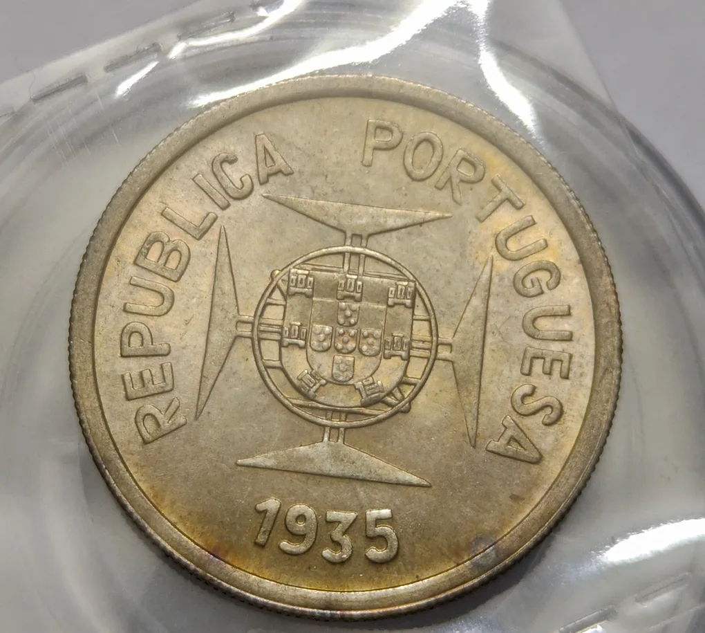 India Portuguesa 1 Rupia Republic 1935 Silver Coin BUNC