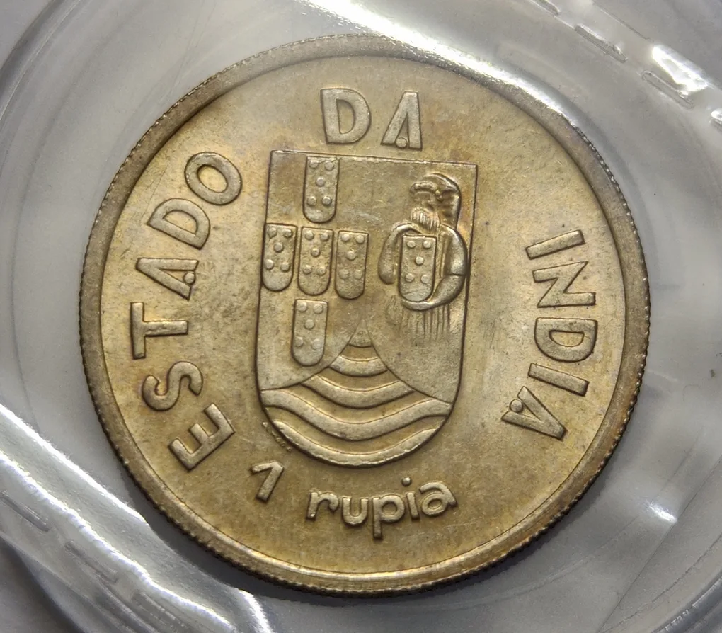 India Portuguesa 1 Rupia Republic 1935 Silver Coin BUNC