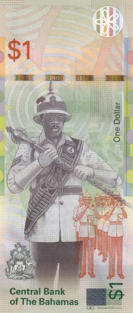 Bahamas 1 Dollar rare UNC Note #Q