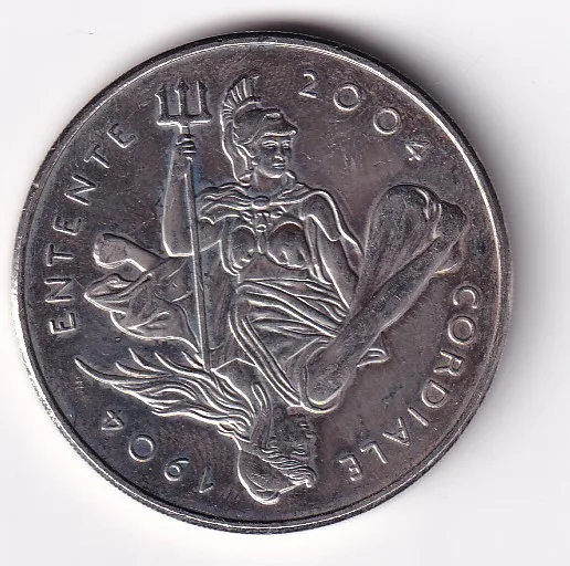United Kingdom 5 Pounds 2004 - Elizabeth II 4th portrait; Entente Cordiale Rare Commemorative UNC Coin #R-22