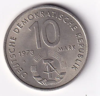German 10 Mark 1973 - 10th World Festival of Youth and Students - Rare Commemorative UNC Coin #R-38