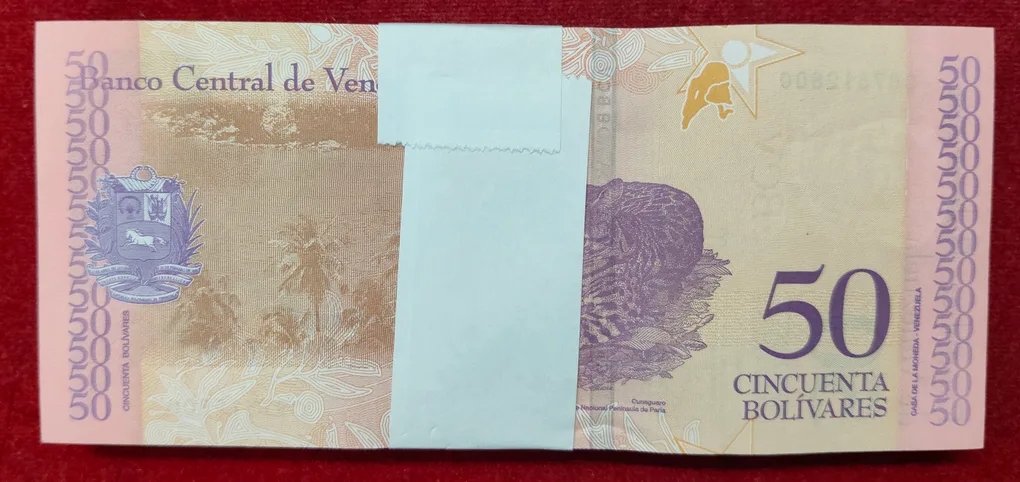 Venezuela 50 Bolivares Rare GEM UNC Serial Packet with Fancy Number Ending 786