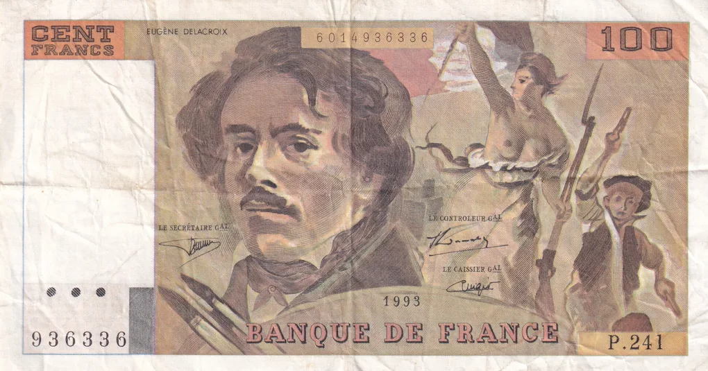France 100 Francs Delacroix Rare Note #B2