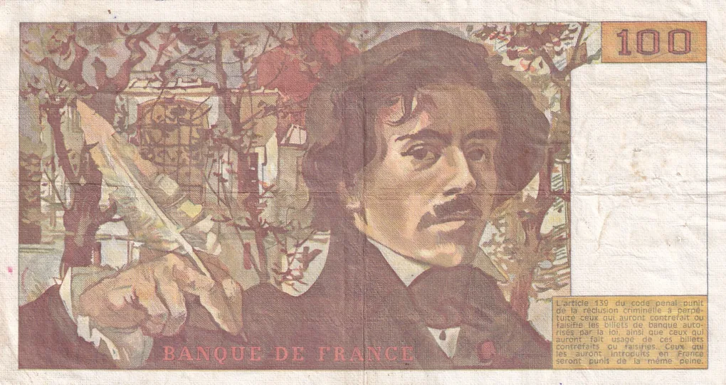 France 100 Francs Delacroix Rare Note #B2