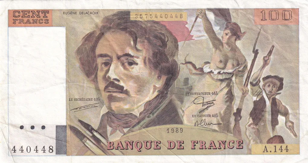 France 100 Francs Delacroix Rare Note #B2