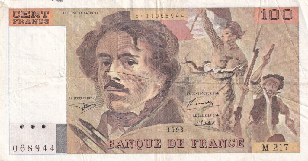 France 100 Francs Delacroix Rare Note #B2