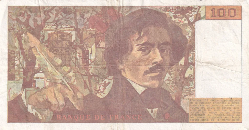 France 100 Francs Delacroix Rare Note #B2