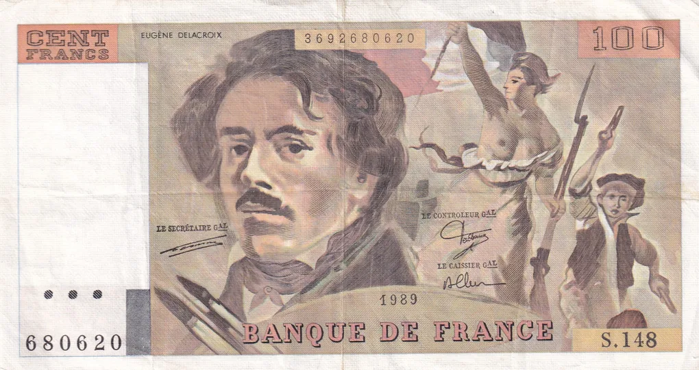 France 100 Francs Delacroix Rare Note #B2