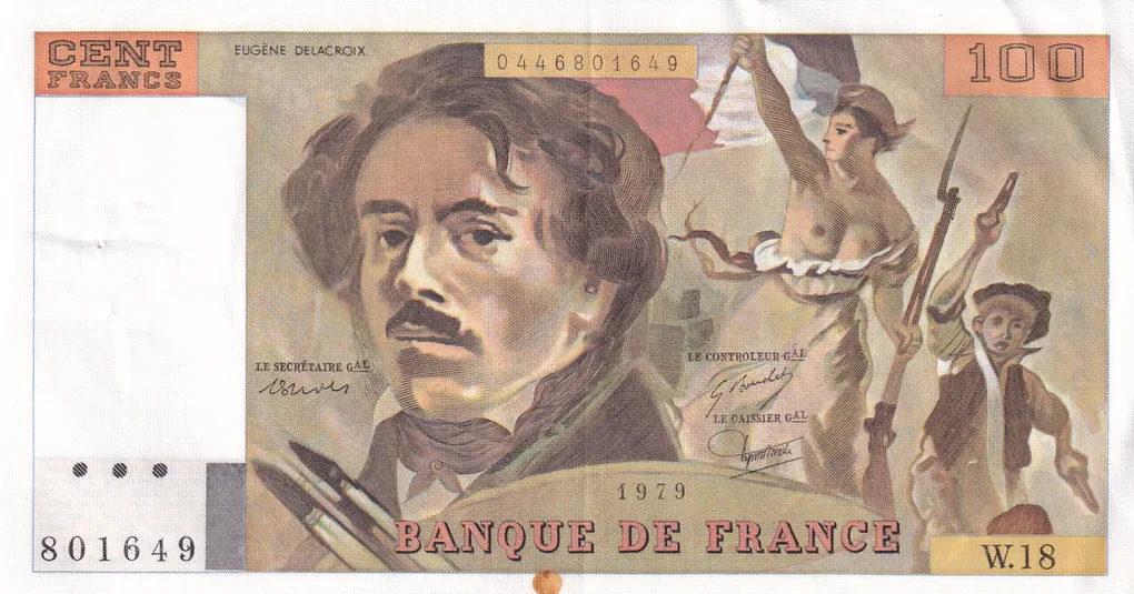 France 100 Francs Delacroix Rare Note #B2