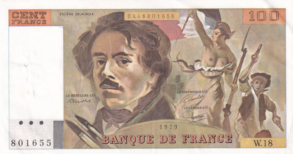 France 100 Francs Delacroix Rare Note #B2