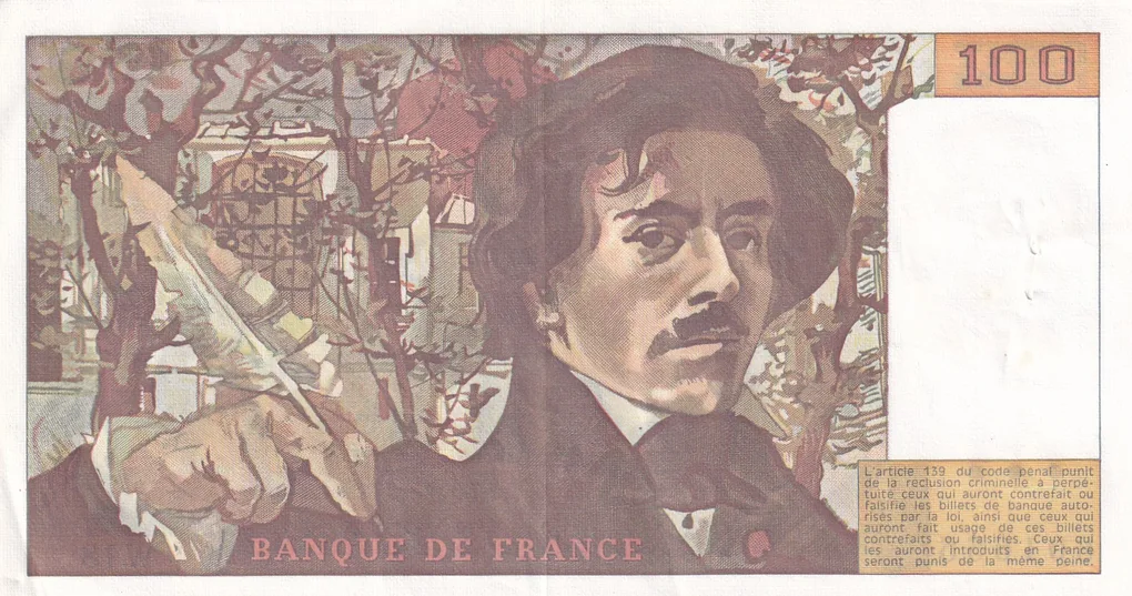 France 100 Francs Delacroix Rare Note #B2