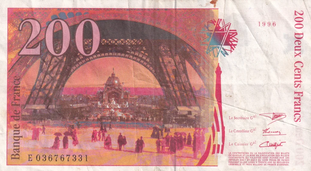 France 200 Francs -(Eiffel type) 1996 Rare Note#B2