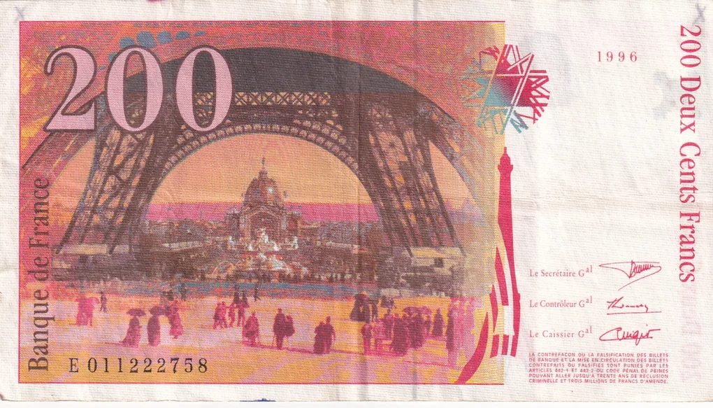 France 200 Francs -(Eiffel) 1996 Rare Note#B2